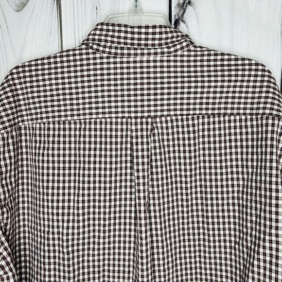 Eddie Bauer Button Down Shirt Sz XXL Maroon White Check Pattern Long Sleeve - Picture 6 of 7